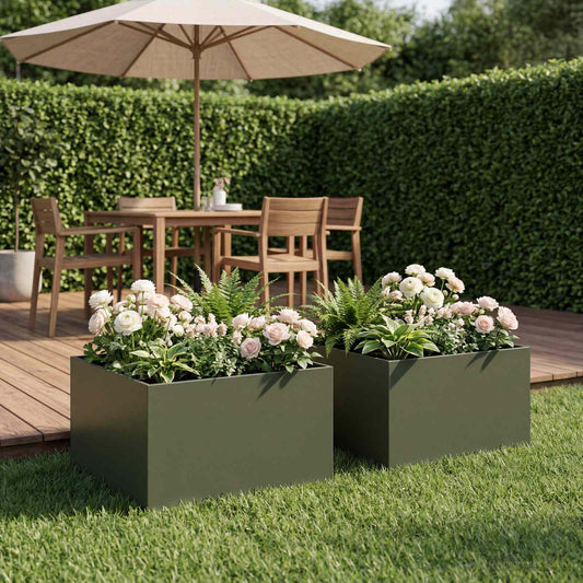 Garden Planter 2 pcs Olive Green 40 x 40 x 30 cm