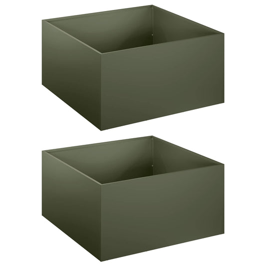 Garden Planter 2 pcs Olive Green 40 x 40 x 30 cm