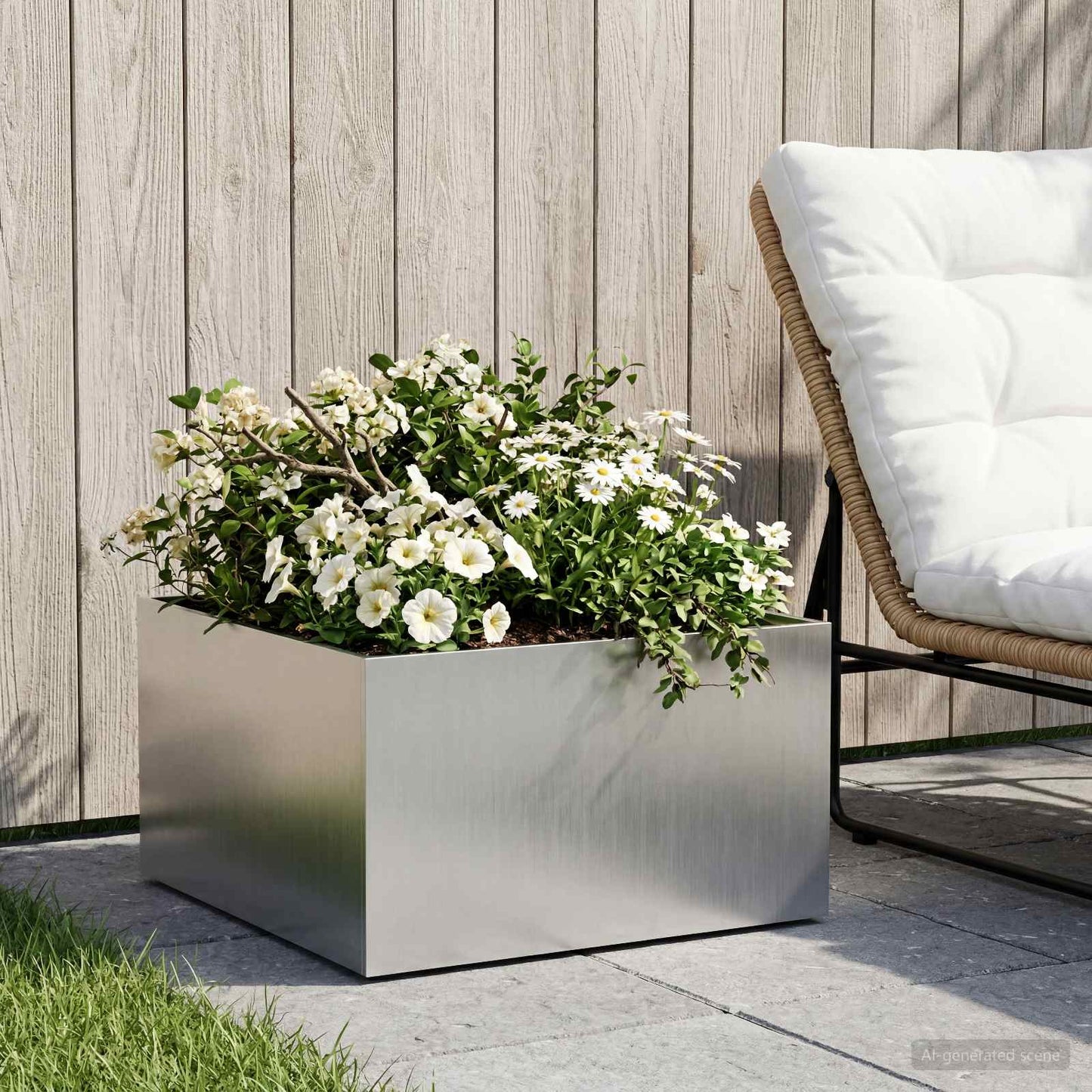 Garden Planter Silver 40 x 40 x 30 cm Stainless Steel