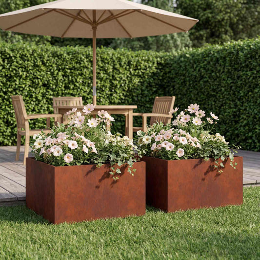 Garden Planter 2 pcs Rusty 40 x 40 x 30 cm Weathering Steel