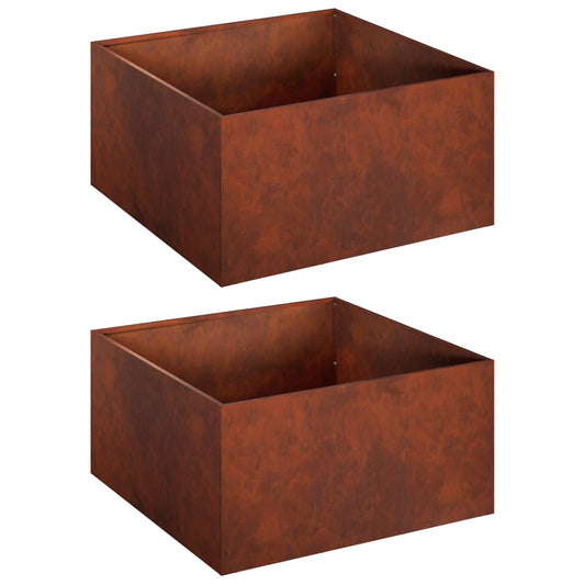 Garden Planter 2 pcs Rusty 40 x 40 x 30 cm Weathering Steel