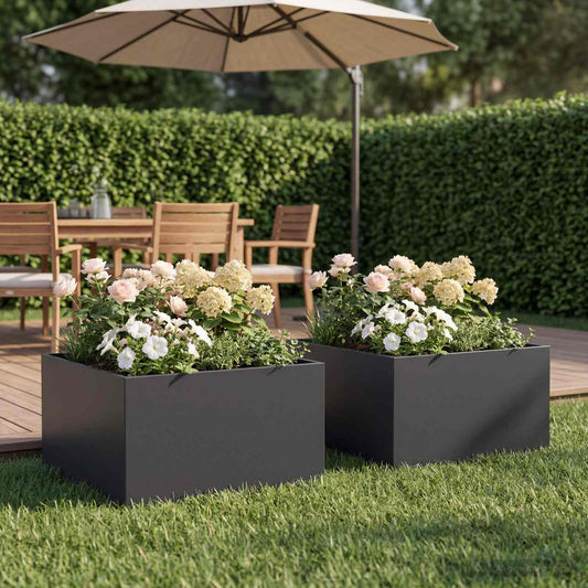Garden Planter 2 pcs Black 60 x 60 x 30 cm Cold-rolled Steel