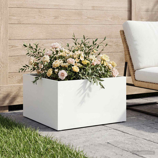 Garden Planter White 60 x 60 x 30 cm Cold-rolled Steel