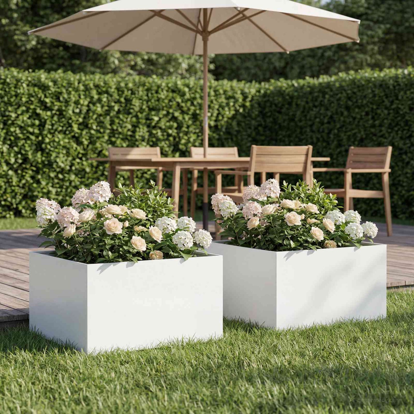 Garden Planter 2 pcs White 60 x 60 x 30 cm Cold-rolled Steel