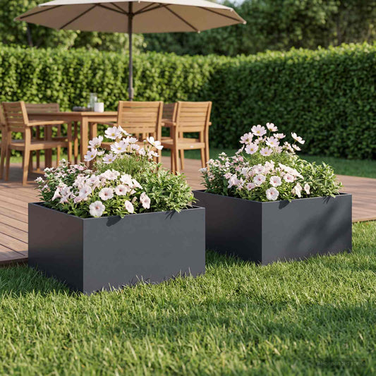 Garden Planter 2 pcs Anthracite 60 x 60 x 30 cm
