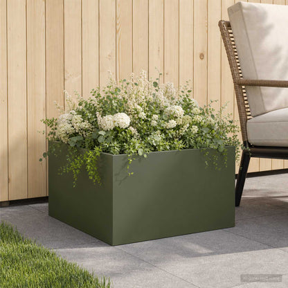 Garden Planter Olive Green 60 x 60 x 30 cm Cold-rolled Steel