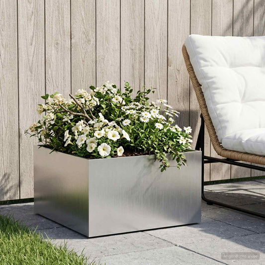 Garden Planter Silver 60 x 60 x 30 cm Stainless Steel