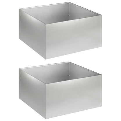 Garden Planter 2 pcs Silver 60 x 60 x 30 cm Stainless Steel
