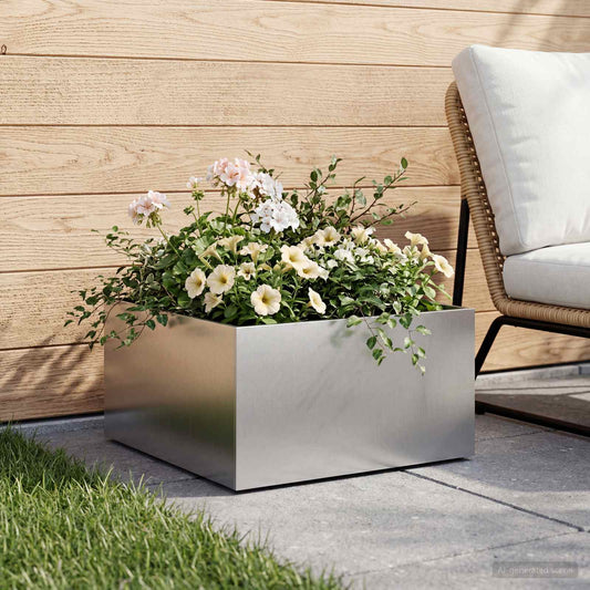 Garden Planter Silver 60 x 60 x 30 cm Galvanised Steel
