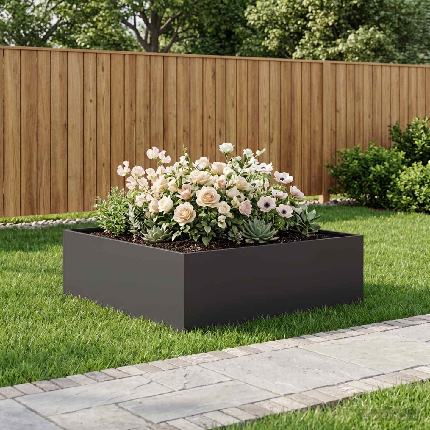 Garden Planter Black 80 x 80 x 30 cm Cold-rolled Steel