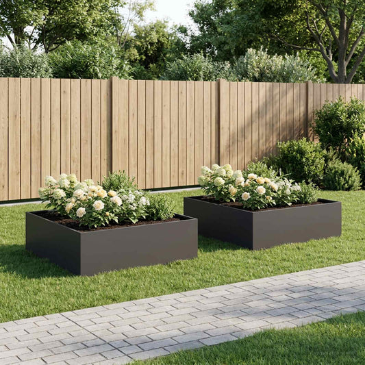 Garden Planter 2 pcs Black 80 x 80 x 30 cm Cold-rolled Steel