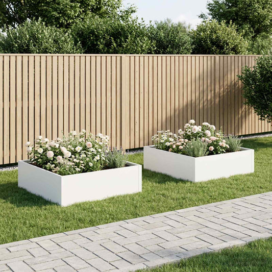 Garden Planter 2 pcs White 80 x 80 x 30 cm Cold-rolled Steel