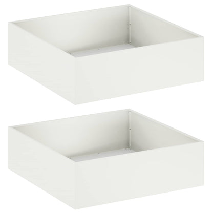 Garden Planter 2 pcs White 80 x 80 x 30 cm Cold-rolled Steel