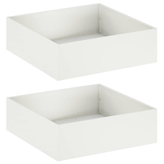 Garden Planter 2 pcs White 80 x 80 x 30 cm Cold-rolled Steel