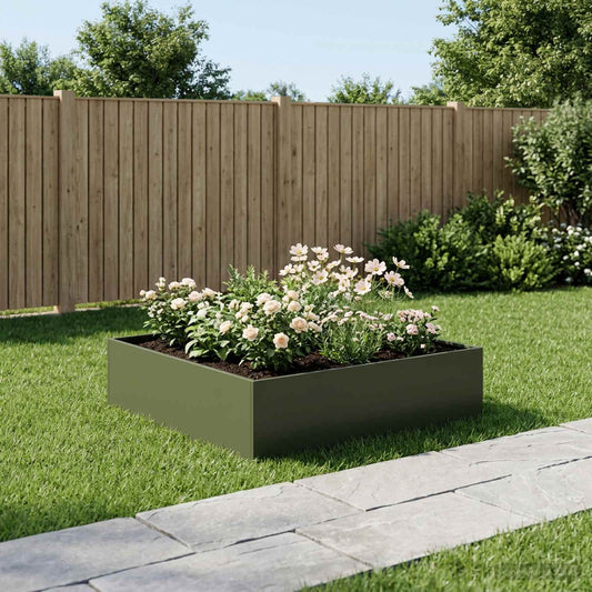 Garden Planter Olive Green 80 x 80 x 30 cm Cold-rolled Steel