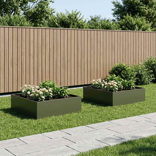 Garden Planter 2 pcs Olive Green 80 x 80 x 30 cm