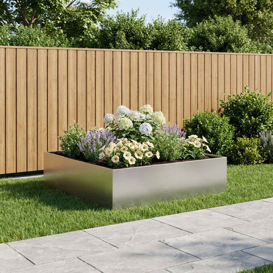 Garden Planter Silver 80 x 80 x 30 cm Stainless Steel