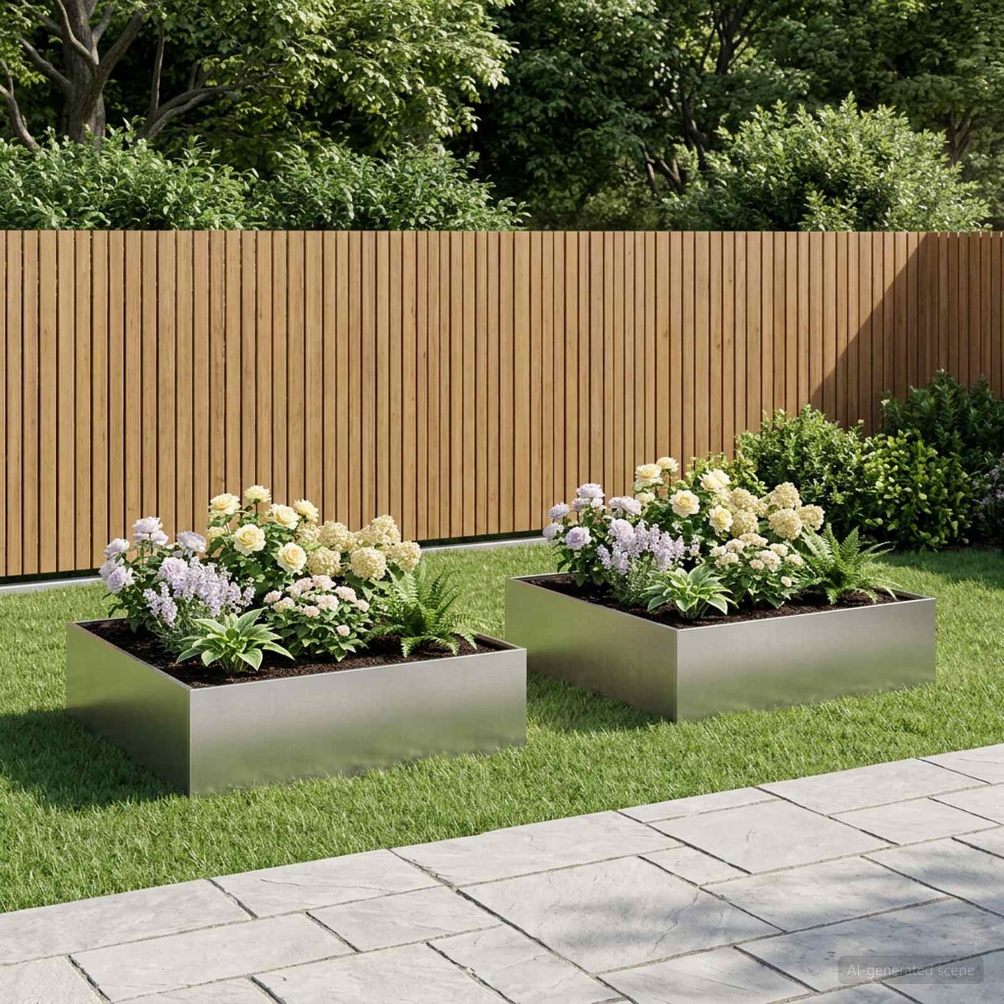 Garden Planter 2 pcs Silver 80 x 80 x 30 cm Stainless Steel