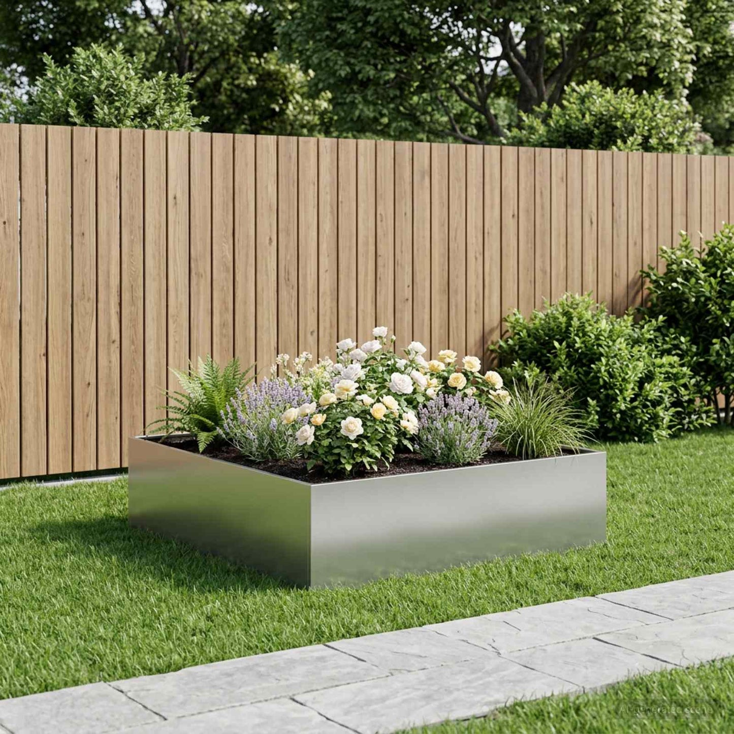 Garden Planter Silver 80 x 80 x 30 cm Galvanised Steel