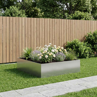 Garden Planter Silver 80 x 80 x 30 cm Galvanised Steel