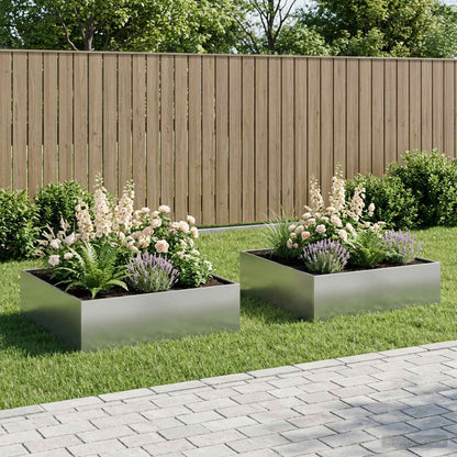 Garden Planter 2 pcs Silver 80 x 80 x 30 cm Galvanised Steel