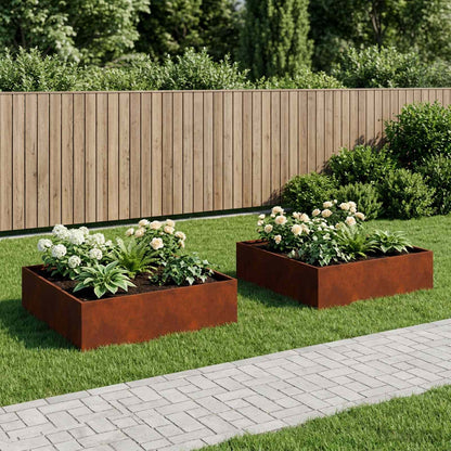 Garden Planter 2 pcs Rusty 80 x 80 x 30 cm Weathering Steel