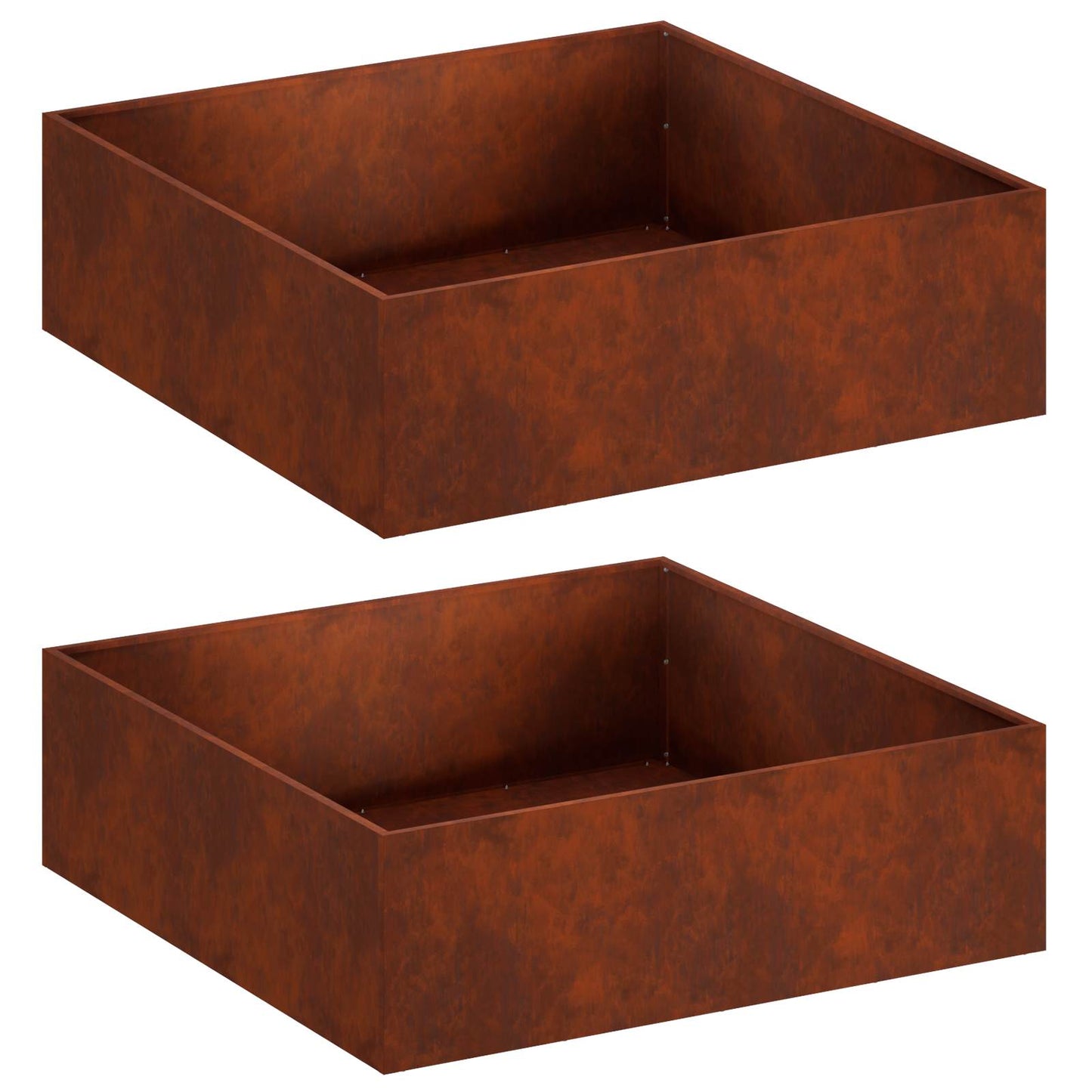 Garden Planter 2 pcs Rusty 80 x 80 x 30 cm Weathering Steel