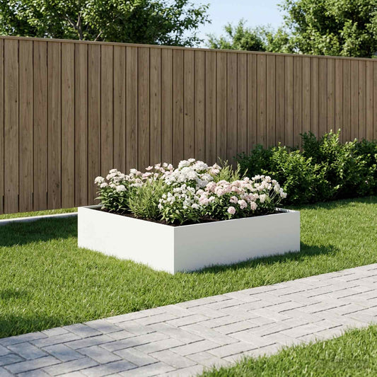 Garden Planter White 100 x 100 x 30 cm Cold-rolled Steel