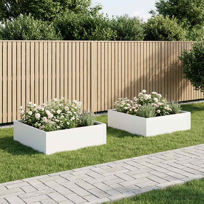 Garden Planter 2 pcs White 100 x 100 x 30 cm Cold-rolled Steel