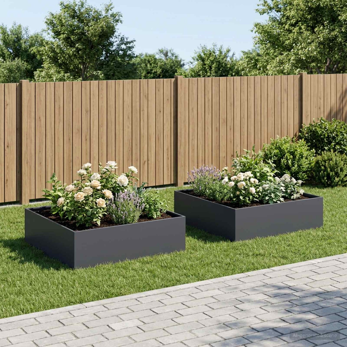 Garden Planter 2 pcs Anthracite 100 x 100 x 30 cm