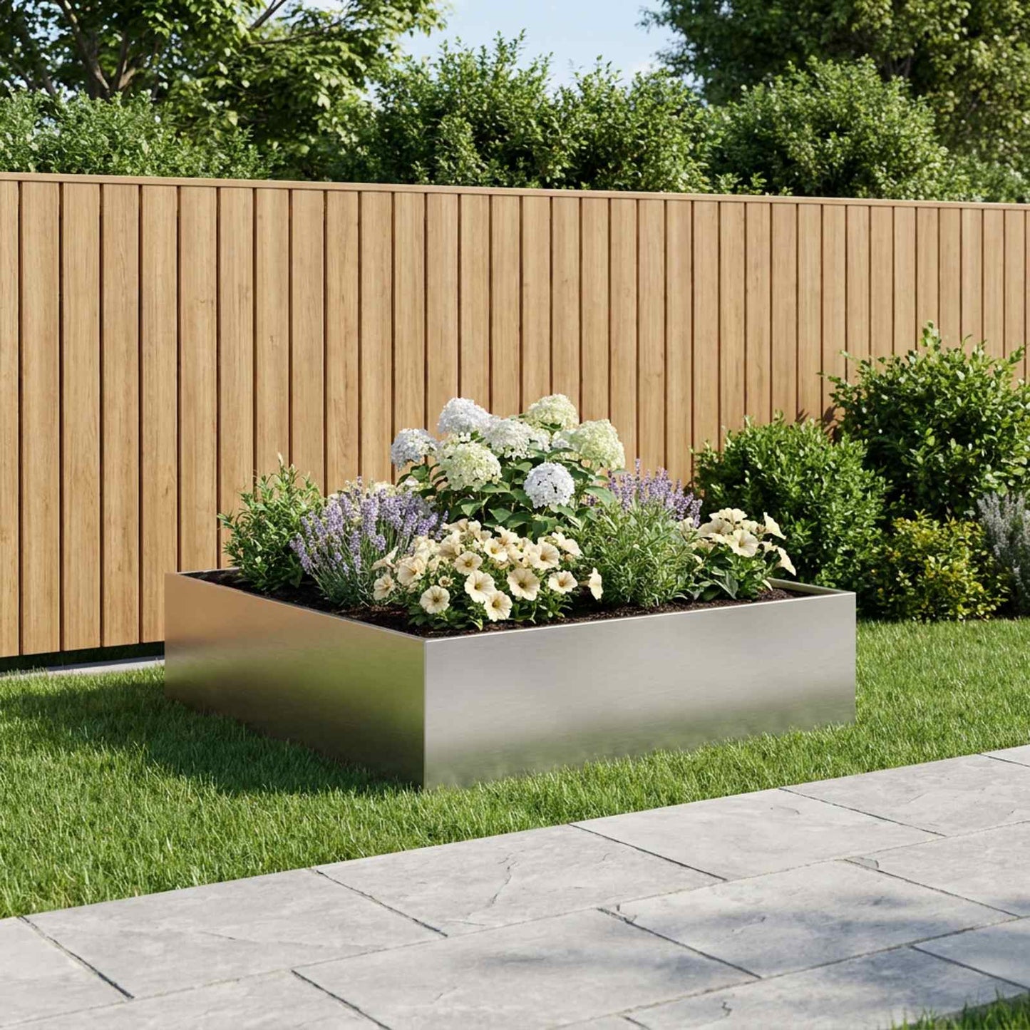 Garden Planter Silver 100 x 100 x 30 cm Stainless Steel