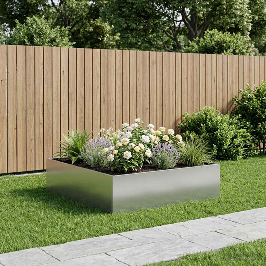 Garden Planter Silver 100 x 100 x 30 cm Galvanised Steel