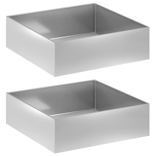 Garden Planter 2 pcs Silver 100 x 100 x 30 cm Galvanised Steel