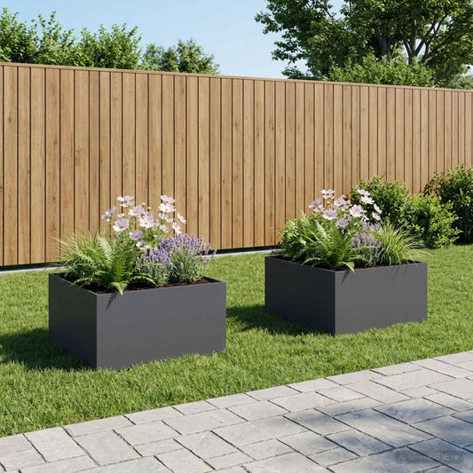 Garden Planter 2 pcs Anthracite 60 x 60 x 40 cm