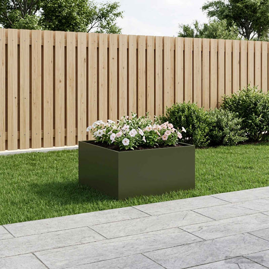 Garden Planter Olive Green 60 x 60 x 40 cm Cold-rolled Steel
