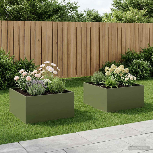 Garden Planter 2 pcs Olive Green 60 x 60 x 40 cm