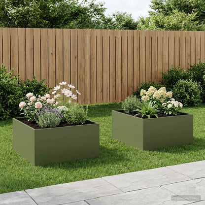 Garden Planter 2 pcs Olive Green 80 x 80 x 40 cm