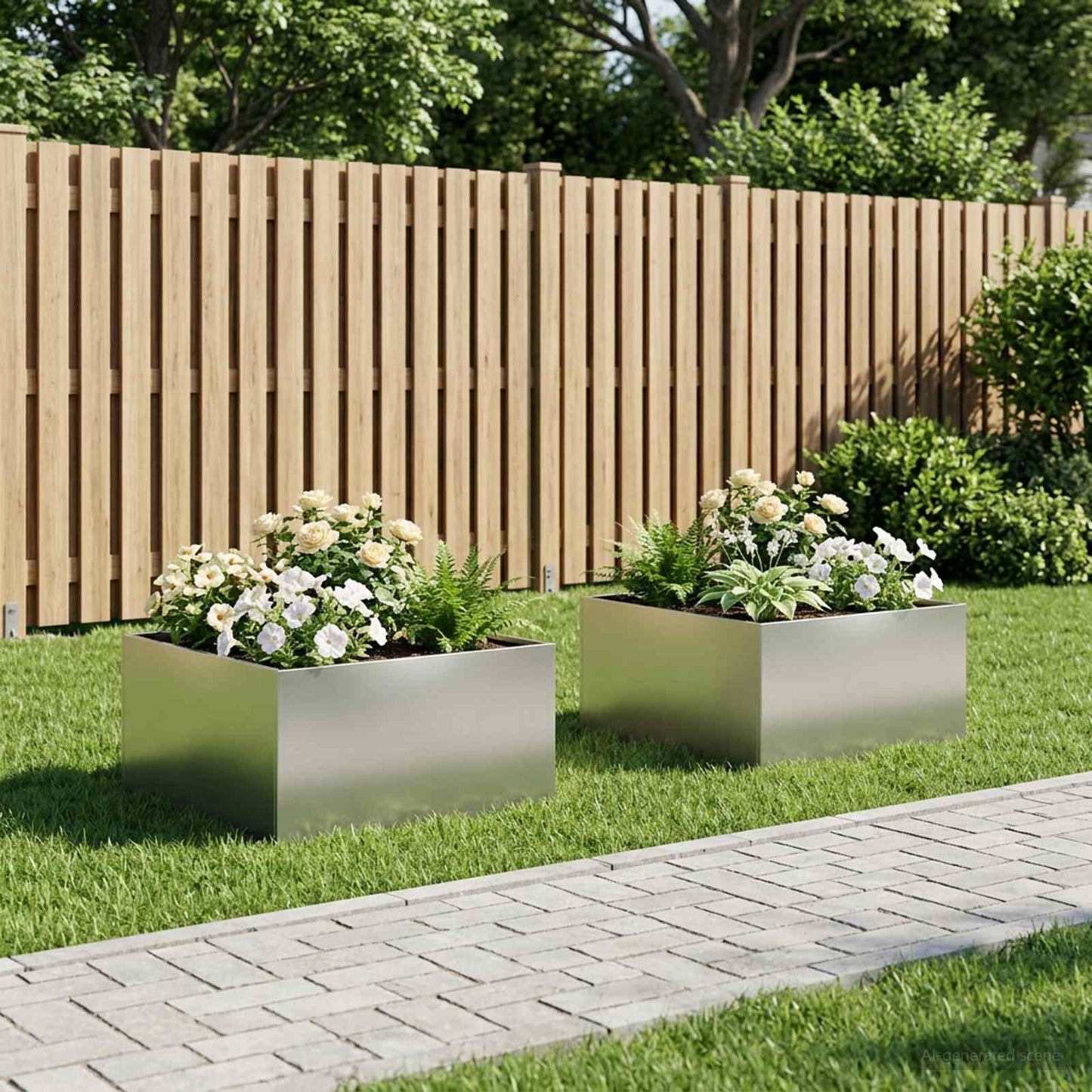 Garden Planter 2 pcs Silver 80 x 80 x 40 cm Stainless Steel