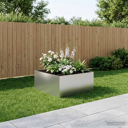 Garden Planter Silver 80 x 80 x 40 cm Galvanised Steel