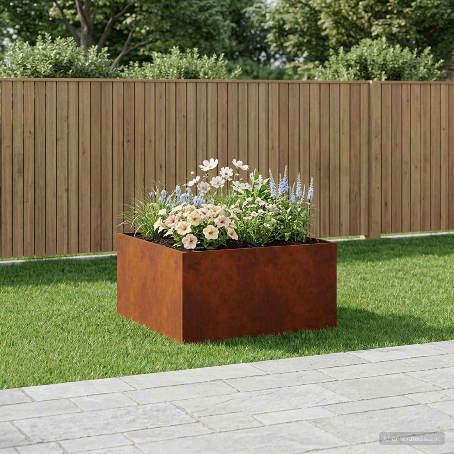 Garden Planter Rusty 80 x 80 x 40 cm Weathering Steel