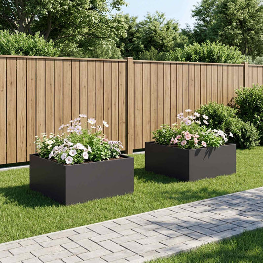 Garden Planter 2 pcs Black 100 x 100 x 40 cm Cold-rolled Steel