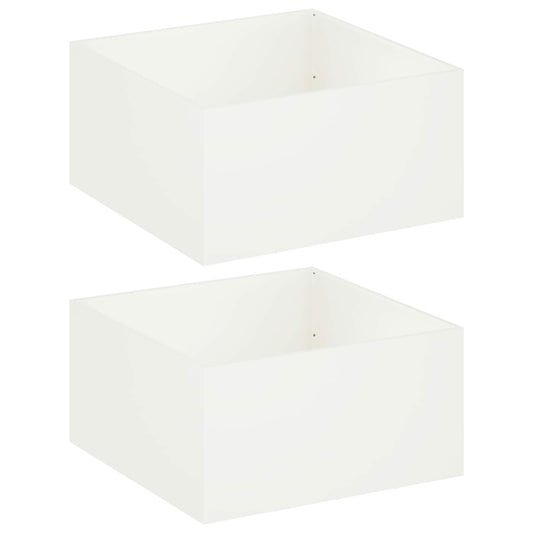 Garden Planter 2 pcs White 100 x 100 x 40 cm Cold-rolled Steel