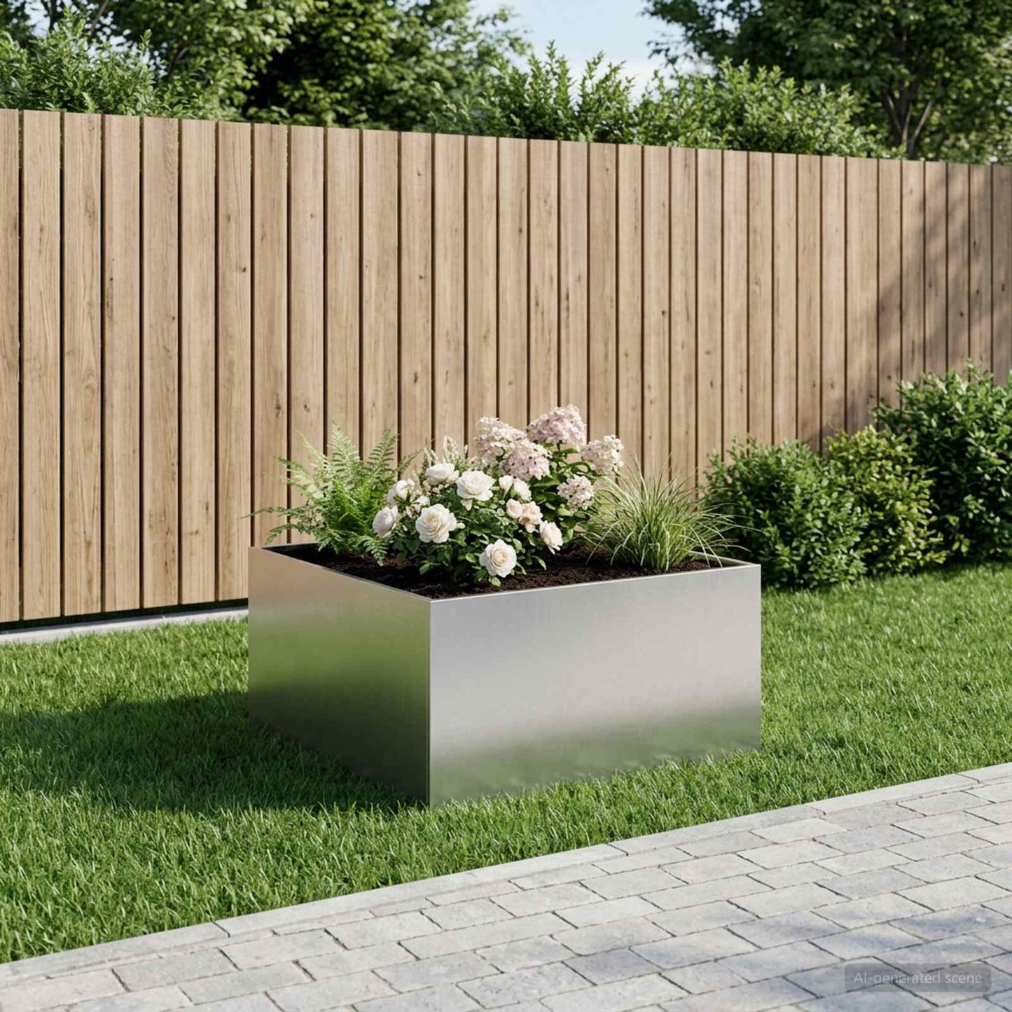 Garden Planter Silver 100 x 100 x 40 cm Stainless Steel