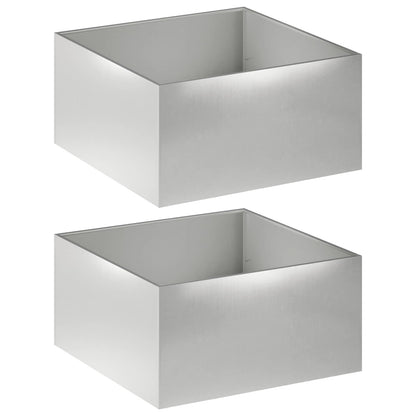 Garden Planter 2 pcs Silver 100 x 100 x 40 cm Stainless Steel