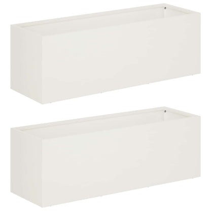 Garden Planter 2 pcs White 40 x 20 x 20 cm Cold-rolled Steel