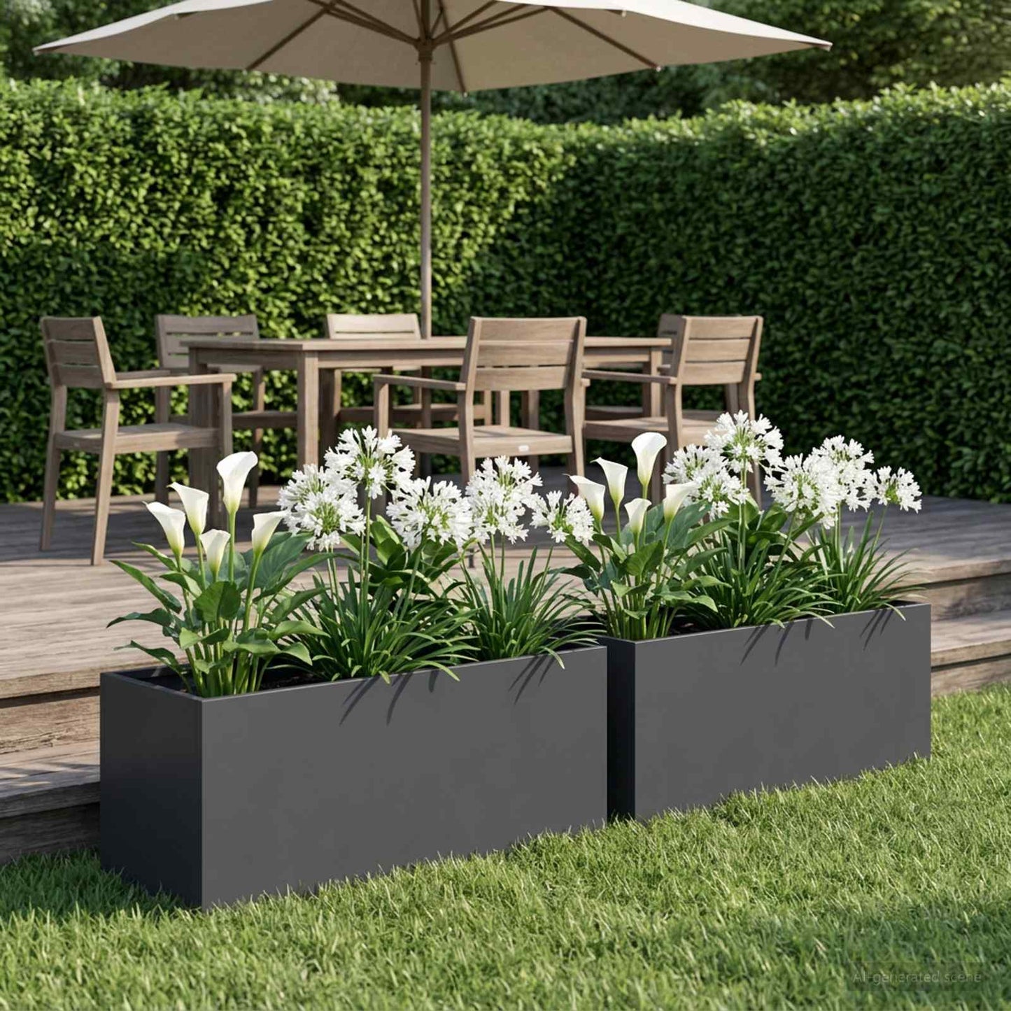 Garden Planter 2 pcs Anthracite 40 x 20 x 20 cm