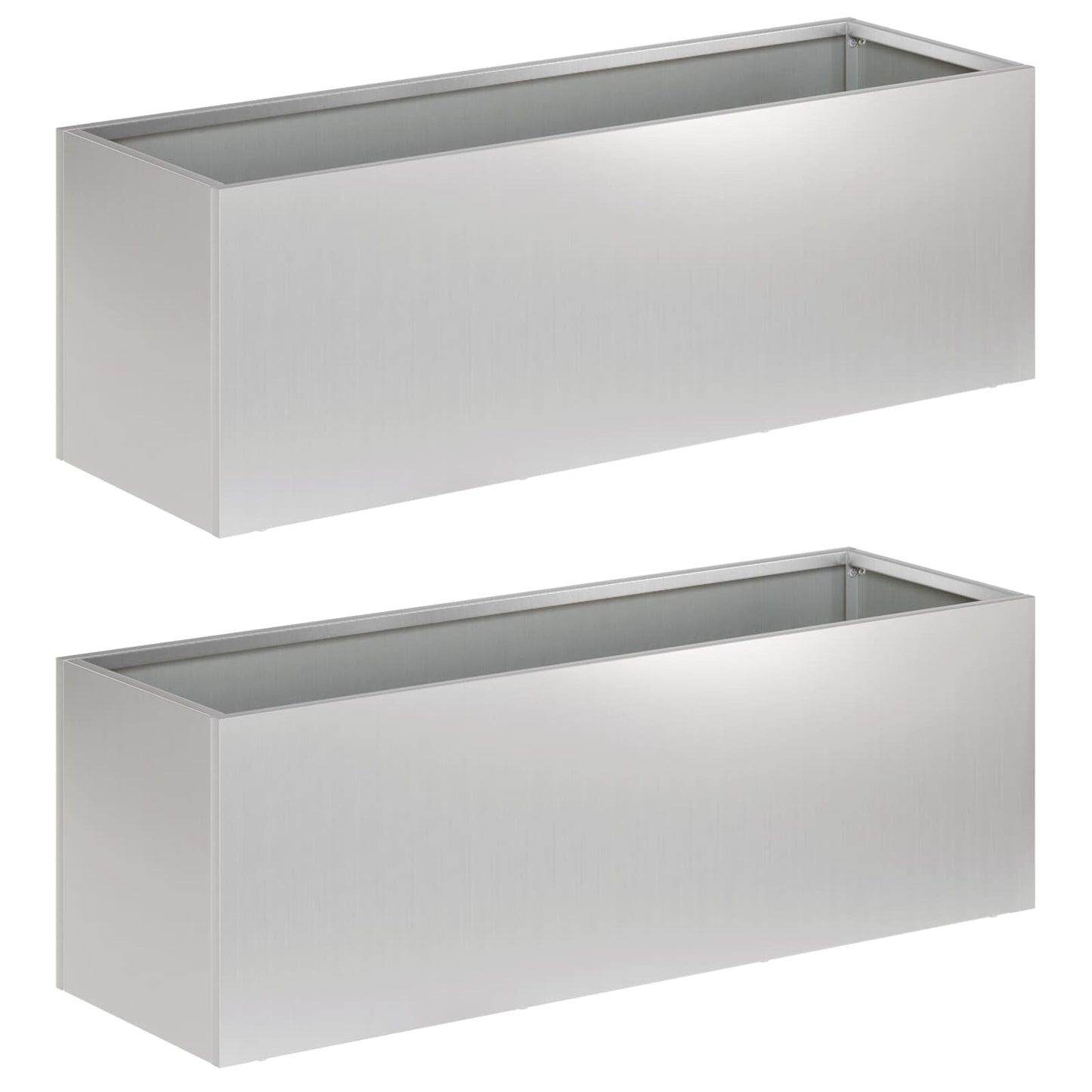 Garden Planter 2 pcs Silver 40 x 20 x 20 cm Galvanised Steel