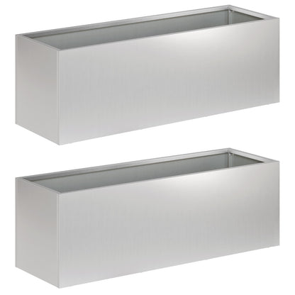 Garden Planter 2 pcs Silver 40 x 20 x 20 cm Galvanised Steel
