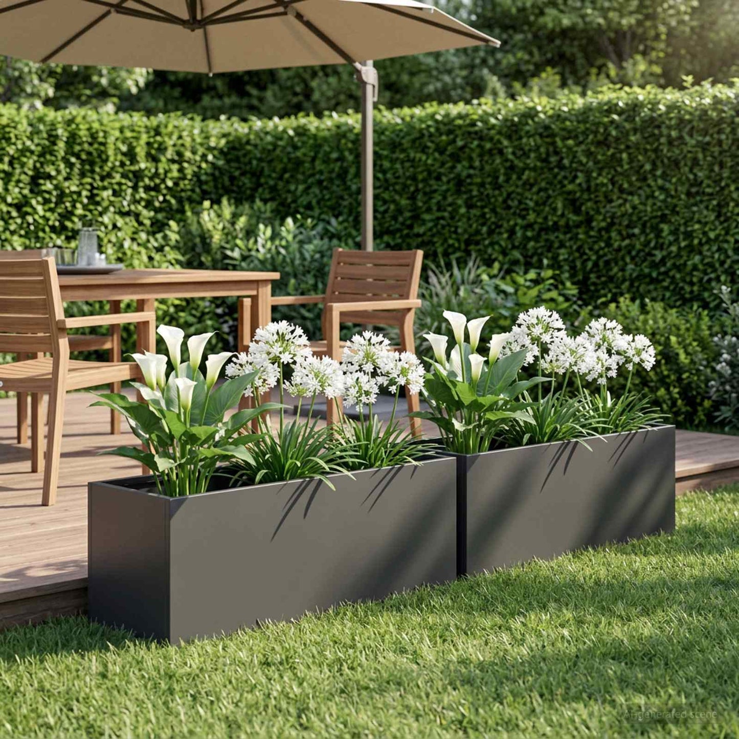 Garden Planter 2 pcs Black 60 x 20 x 20 cm Cold-rolled Steel