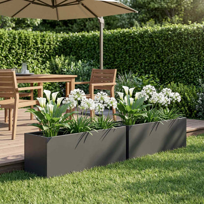 Garden Planter 2 pcs Black 60 x 20 x 20 cm Cold-rolled Steel